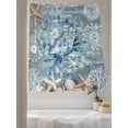 thumbnail image 3 of Crab Sheer Curtains 2 Panels Set Coral Starfish Coral Vintage Lihgt Filtering Rod Pocket Voile Drape, Semi Sheer Window Curtains for Bedroom Living Room, 52"x63", 3 of 5
