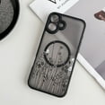 thumbnail image 4 of Magnetic Case for iPhone 16 Plus, Compatible with MagSafe, Cute Black Floral Pattern Women Girl Case Translucent Forst Clear Back Soft TPU Bumper Shockproof Protective Slim Cover, Wild flower, 4 of 6