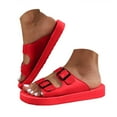 thumbnail image 1 of Dakaela Women's Platform Sandals Arch Support Foam Slip on Slides Two Buckle EVA Flat Sandal Red 6, 1 of 6