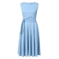 thumbnail image 1 of Bigersell Womens Dress Robe Femme Décontractée à Manches Courtes, Couleur Unie, Col Rond, Élégante, Ligne A, Fermeture Éclair, Coupe Ajustée, Robe de Maternité, Robes Boho pour Femmes, Style 17043, Bleu TG, 1 of 9