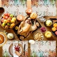 thumbnail image 2 of Fall Thanksgiving Placemats Set of 6, Autumn Pumpkins Eucalyptus Leaves Heat Resistant Washable Dining Table Mats Fall Holiday Farmhouse Decor for Kitchen&Linens Outdoor Indoor, Blue Sage Green Orange, 2 of 6