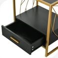thumbnail image 7 of Dextrus End Table with Drawer and Storage Shelf, Modern Nightstand Table Sofa Side Table with Sintered Stone Tabletop and Metal Leaf Shaped Frame for Living Room, Bedroom, Black and Gold, 7 of 7