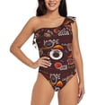 thumbnail image 2 of Yiaed A Cup Of Black Coffee On A Saucer Print Women One Piece Swimsuits Tummy Control One Shoulder Bathing Suits Pattern Ruffle Swimwear-Medium, 2 of 8