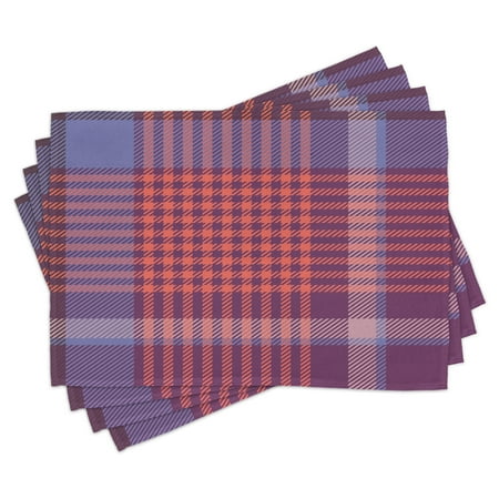 

Checkered Placemats Set of 4 Retro British Irish Cultural Pattern of Tartan Abstract Celtic Design Washable Fabric Place Mats for Dining Room Kitchen Table Decor Purple Lavender Orange by Ambesonne