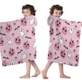 thumbnail image 4 of Halloween Pink Ghosts and Heart Pumpkins Hooded Bath Towel，50"x30" for Ages 3 To 12 Kids, Quick Dry Lightweight Soft Microfiber Hood Beach Towel Cover Up for Kids, 4 of 7