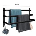 thumbnail image 4 of Bathroom Towel Racks, Black Wall Mounted Towel Bars for Shower and Kitchen, Waterproof Door Bars with Double Hook, 4 of 5