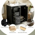 thumbnail image 6 of 30" Solid Wood Bathroom Vanity with Storage, Modern Minimalist Bathroom Vanity with Soft Close Door, Freestanding Storage Cabinet with Ceramic Sink for Bathroom, Black, 6 of 8