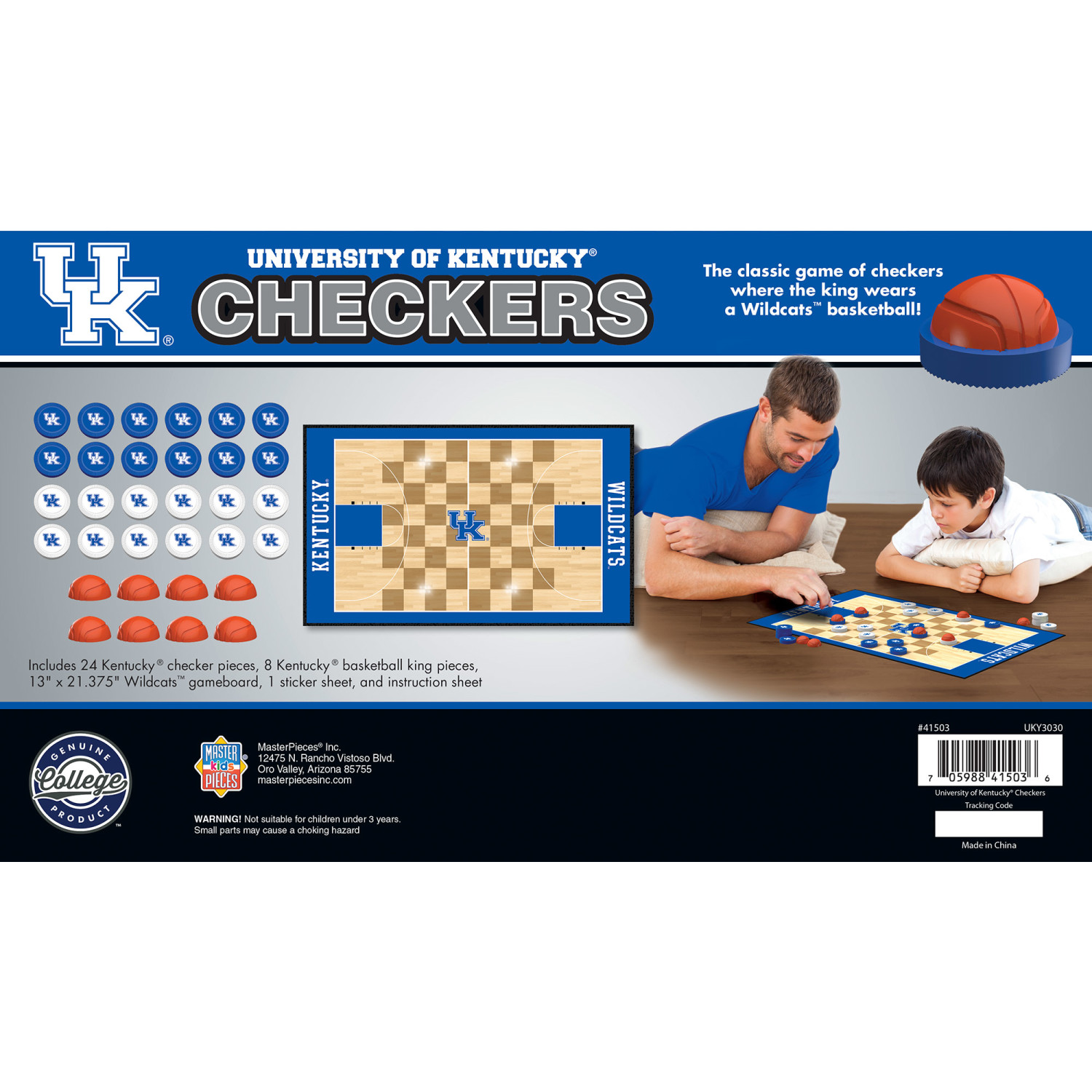 MasterPieces Officially licensed NCAA Kentucky Wildcats Checkers Board Game for Families and Kids ages 6 and Up - image 4 of 5