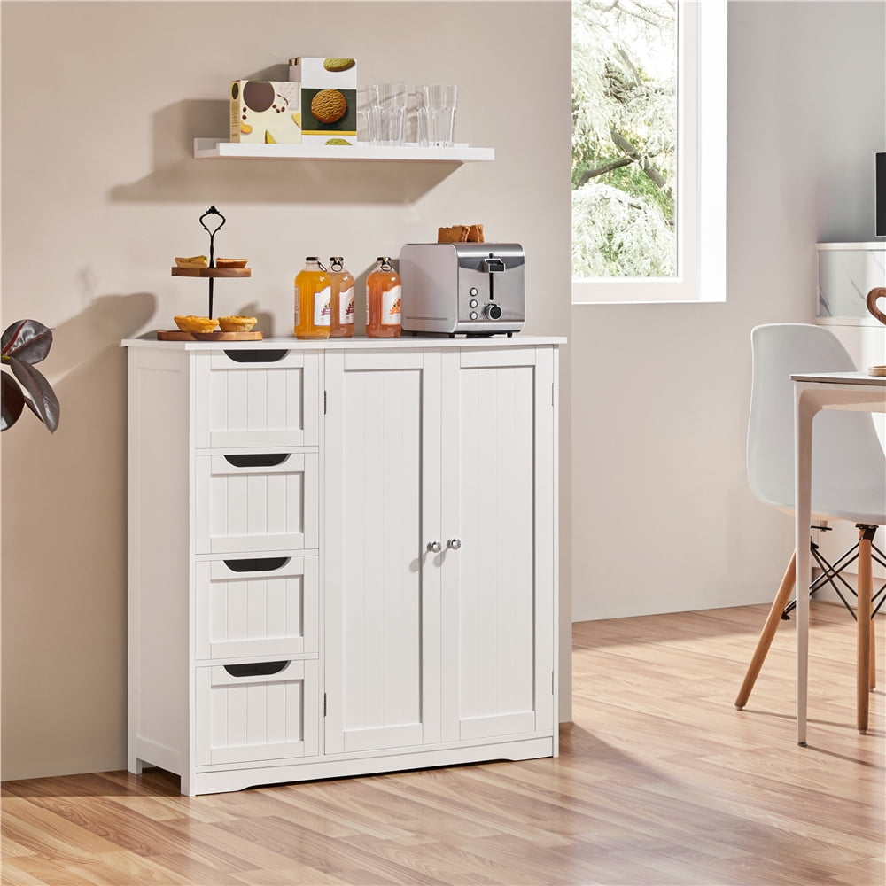 Yaheetech Wooden Bathroom Floor Cabinet with Adjustable Shelf, White