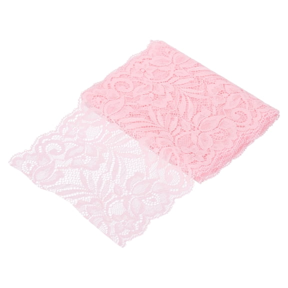 Uxcell 6" Wide 3 Yard Elastic Lace Ribbon Pink Floral Pattern Lace Trim