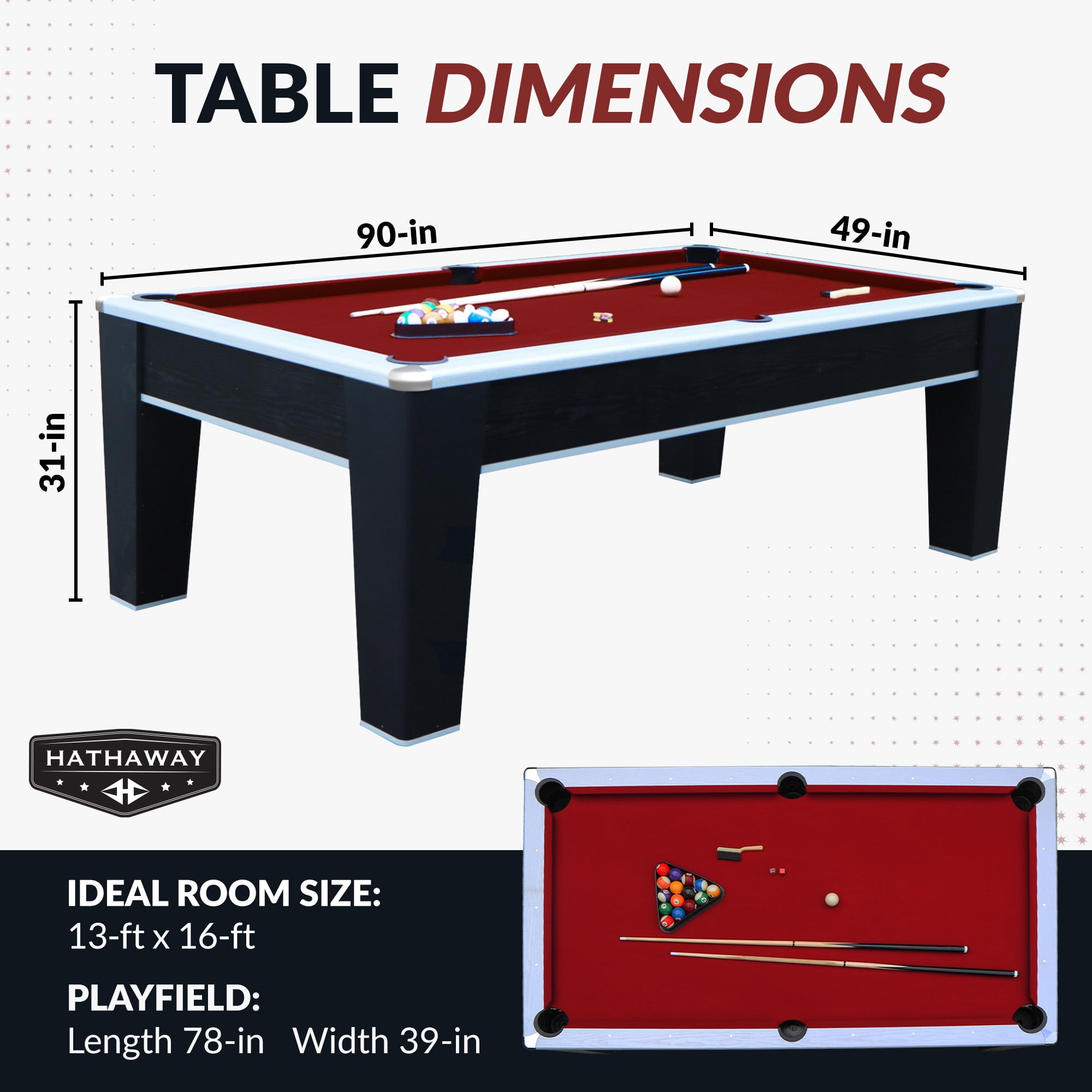 Hathaway Mirage 7.5 ft. Pool Table - Black