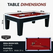 Hathaway Mirage 7.5ft Pool Table for Game Room – Billiard Table with Poly-Coated Non-Slate Playfield, Drop Pockets & Leg Levelers – Includes Cues, Pool Balls, Chalk, Triangle & Brush – Black & Silver