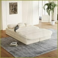 thumbnail image 6 of 75'' Corduroy 2-in-1 Foldable Sofa Bed, Convertible Floor Lounge with Silk Wool Blanket for Living Room Bedroom, 6 of 22