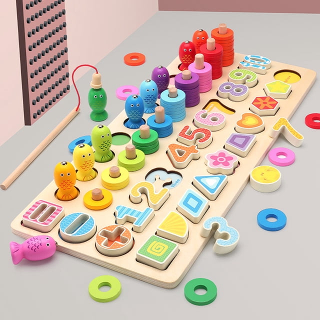 MATH Toy Board / Wooden Toys Digital Matching Fishing Board Toy Baby Early Education Teaching Math Toys For Children