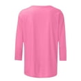 thumbnail image 4 of Dyfzdhu T Shirts for Women Plus Size Solid Color Crew Neck 3/4 Sleeve Shirt Spring Summer Tunic Tops Casual Undershirt Tee Pink, 4 of 5