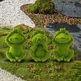 thumbnail image 5 of Hometravel Flocked Frog Ornament, 3-piece Resin Sculpture Set, Outdoor Garden Decor for Lawn and Courtyard, 5 of 9