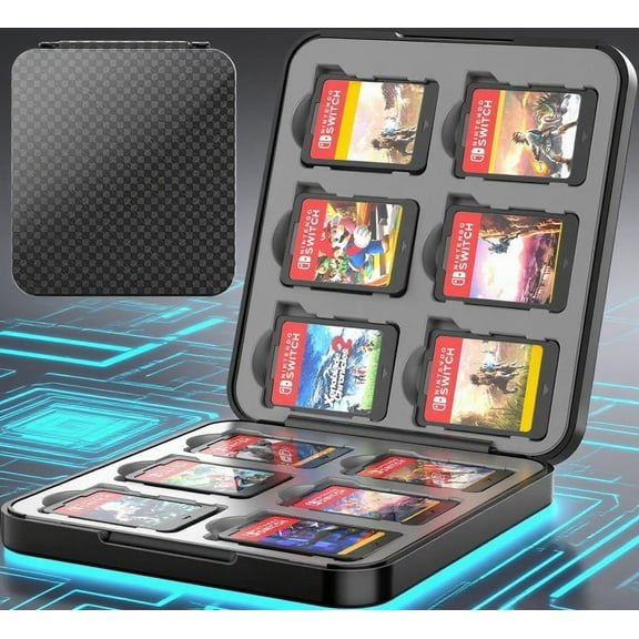 Game Card Case for Nintendo Switch 2, 12 Games Holder with Magnetic Closure-Customized Pattern Portable Storage Box for Nintendo Switch 2 Accessory,Hard Shell, Silicone Lining