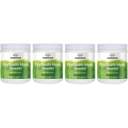 Swanson Certified Organic Psyllium Husk Powder 12 Ounce (340 g) Pwdr (4 Pack)