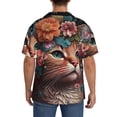 thumbnail image 3 of Fotbe Flower Crown Cat Camisa Estampada de Manga Corta para Hombre, Casual de Verano, Estilo Playero, Sin Arrugas-XX-Large, 3 of 5