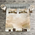 thumbnail image 3 of Ambesonne Autumn Quilted Bedspread Set 3 Pcs, Fall Lake in Forest, King Size, Pale Brown Green Tan, 3 of 3