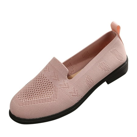 

ZIZOCWA Casual Shoes For Women Flats Comfortable Earth Casual Shoes For Women Fashion Autumn Women Casual Shoes Low Heel Flat Fly Woven Mesh Breathable Comfortable Solid Color Slip On Casual Dress S