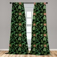 thumbnail image 4 of Ambesonne Boho Floral Curtains, Flowers Dark Back Art, Pair of 28"x63", Olive Green Coral Blush, 4 of 4