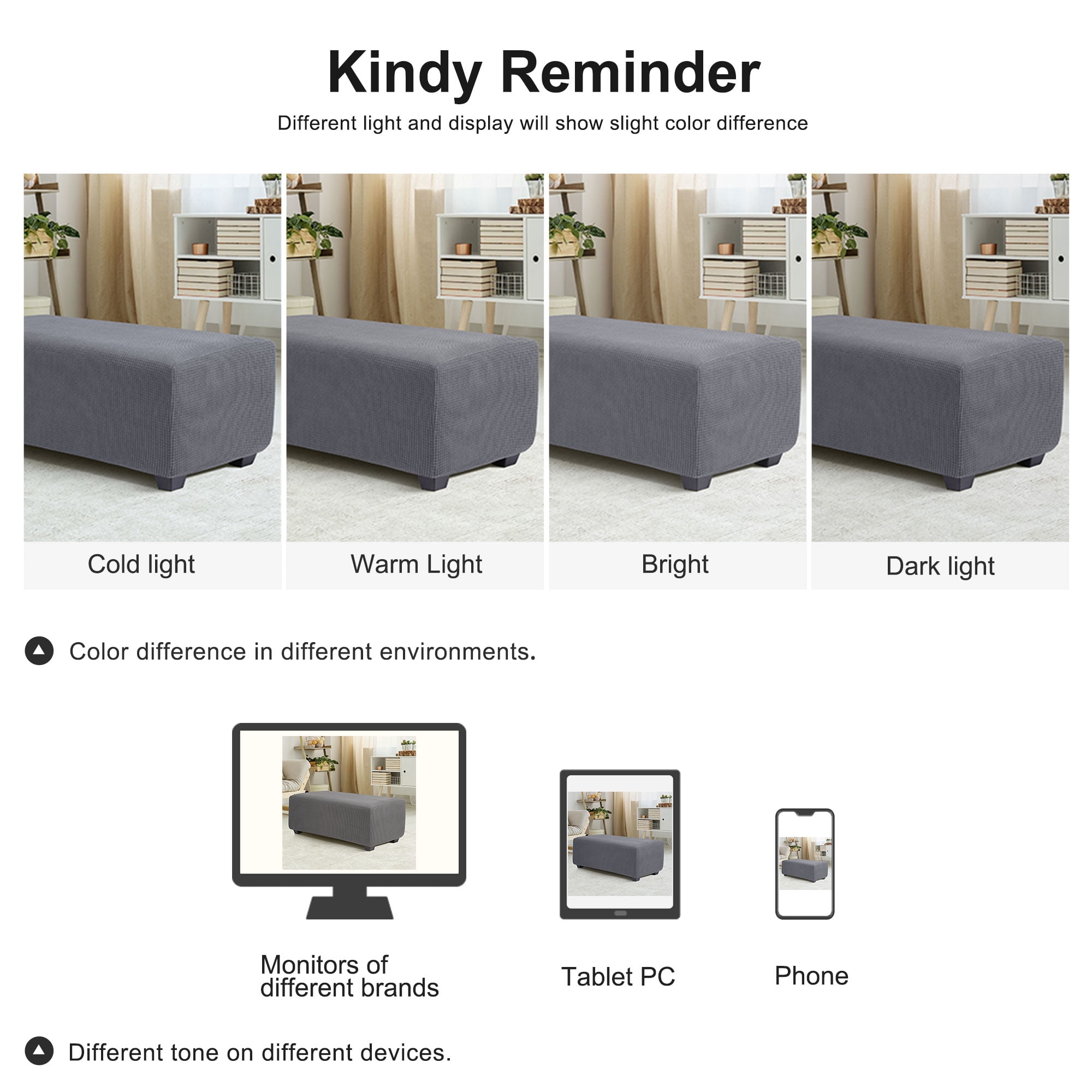 Unique Bargains Stretch Ottoman Cover Slipcover Furniture Covers Dark Gray Small