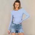 thumbnail image 5 of Bbyeadc Long Sleeve Base Layers for Women Round Neck Basic Tops Ribbed Knit Slim Fit Lightweight Base Layers Casual Spring Outfits,Light Blue(S), 5 of 5
