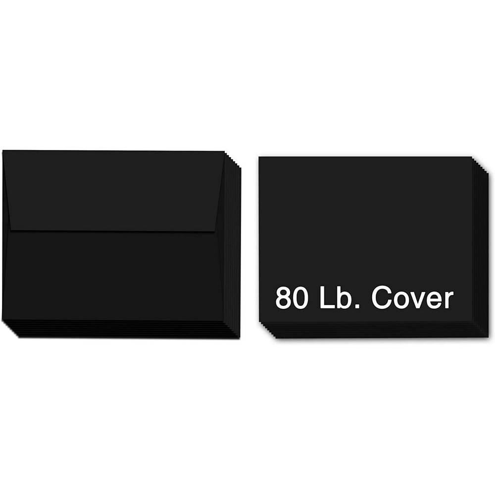 Heavyweight Blank Black Note Cards and Envelopes (Unfolded