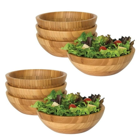 Extra Large Salad Bowl - Lipper International Bamboo Small Strong Salad Wooden Serving Bowls (8 Pack)