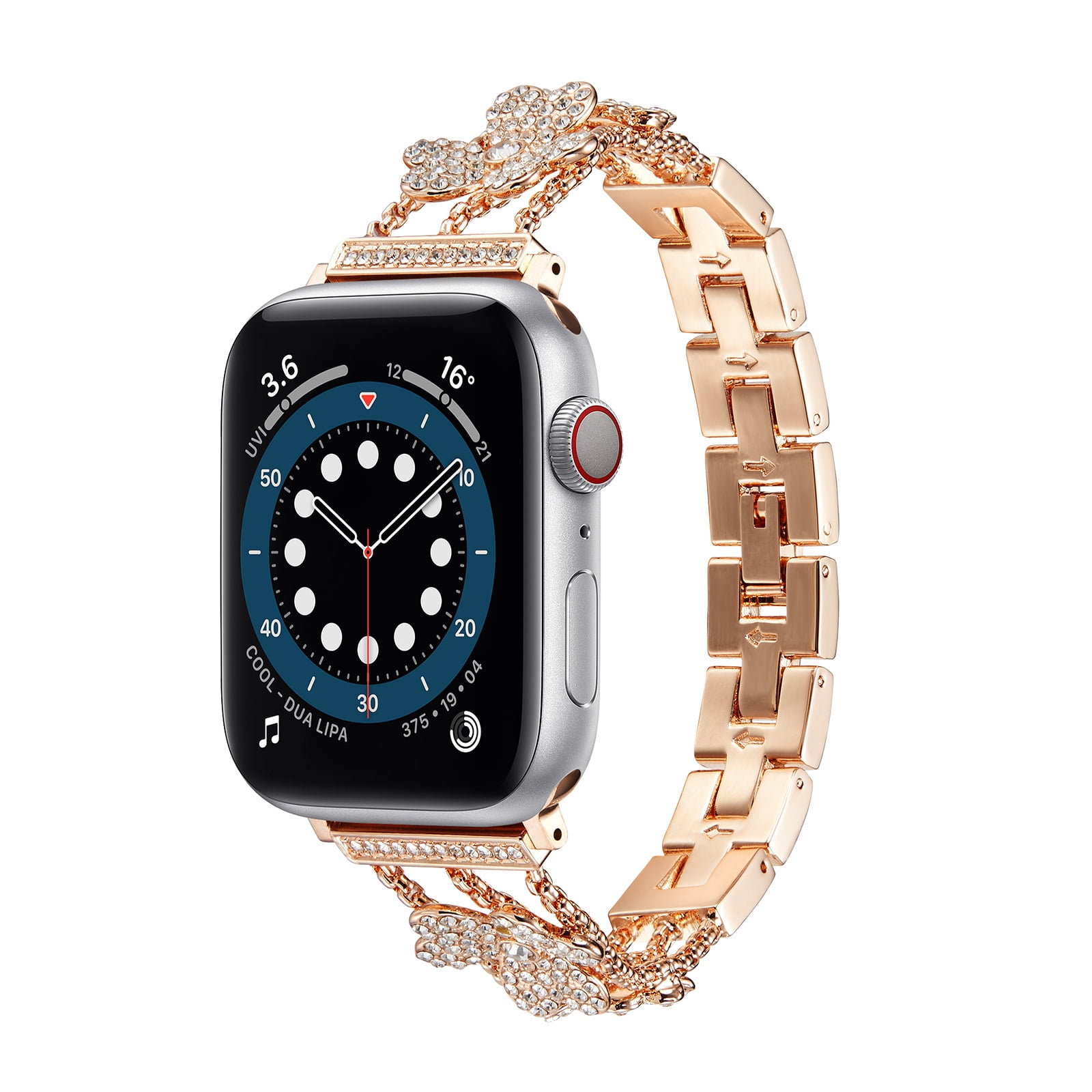 Bling Metal Bands for Apple Watch Women Luxury Diamond Crystal Stainless Replacement Strap for iWatch Series 8 7 6 5 4 3 2 1 SE Walmart