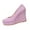 Light Purple, variant on Womens Platform Evening Suede Slip On Dress Solid Round Toe Wedge High Heel Pumps Shoes Beige