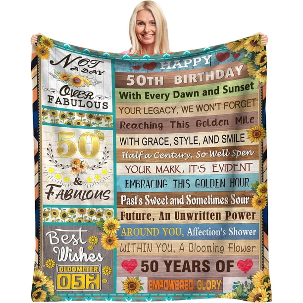 LHSHID 50th Birthday Gifts for Women Happy 50 Year Old Gifts Decorations Gift Ideas for Her Funny 50th Birthday Throw Blanket Gift Ideas 30"x40"