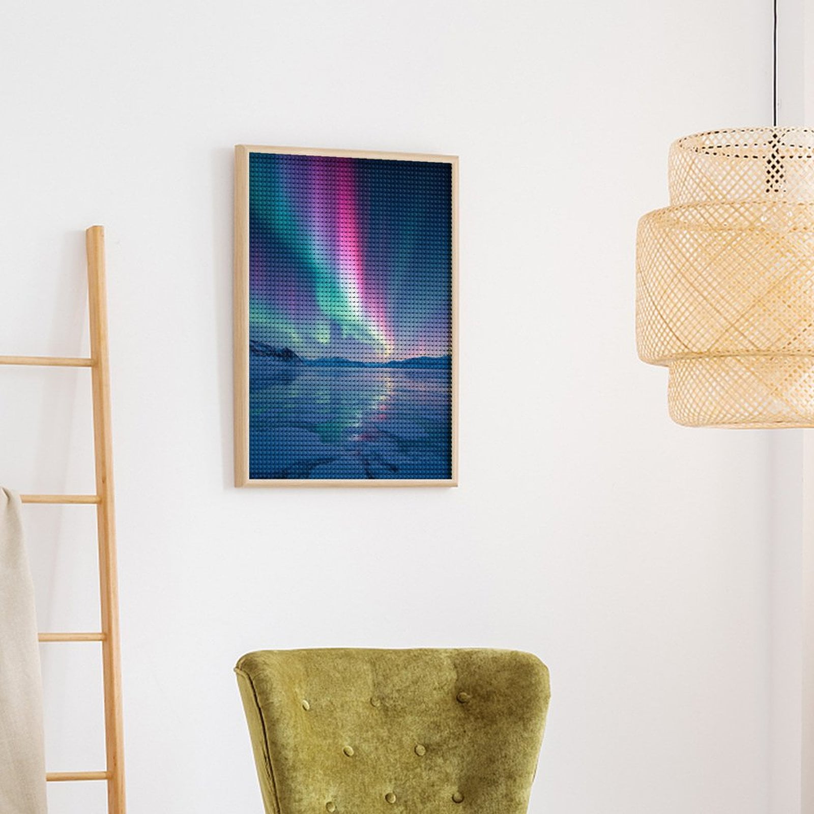 Diamond Art Kits for Adults, Aurora Borealis Over Frozen Landscape 5D Diamond Painting Kits for Adults Beginners, DIY Full Drill Diamond Painting, Gem Art and Crafts 12x16