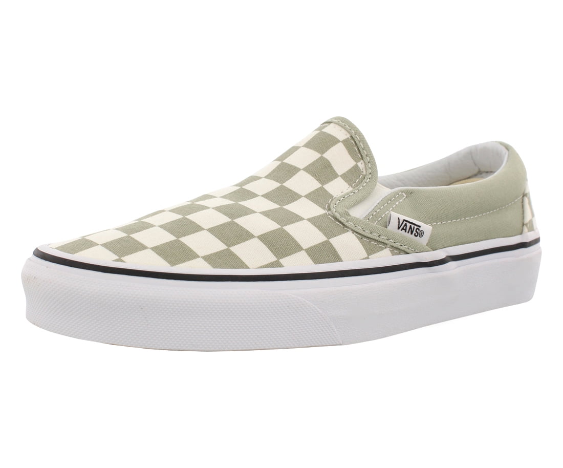 desert sage checkerboard slip on vans