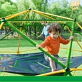 thumbnail image 6 of Kids Outdoor Toys, 13ft Geometric Dome Climber Play Center, Kids Climbing Dome Tower with Hammock, Rust & UV Resistant Steel Supporting 1000 LBS, Yellow Outdoor Play Equipment,Outdoor Sports Toys, 6 of 20