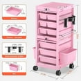 thumbnail image 6 of TASALON Lockable Beauty Salon Cart with 6 Drawers and Tool Holders, Rolling Salon Trolley -Pink, 6 of 6