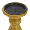 thumbnail image 5 of DecMode 3 Candle Brass Mango Wood Turned Style Pillar Candle Holder, Set of 3, 5 of 8