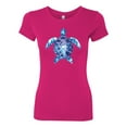 thumbnail image 2 of Sea Turtle Tie Dye Art Animal Lover Womens Slim Fit Junior Tee, Raspberry, Medium, 2 of 3