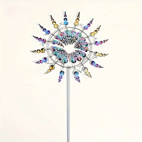 wuyuhangppo Creative Courtyard Garden Lawn Decoration Unique Wind Collector Magical Kinetic Energy Metal Windmill Rotator