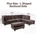 thumbnail image 7 of Ponliving Furniture_Corduroy L Shape Sectional Sofa with Storage Ottoman, Espresso, Right Hand Facing Chaise, 7 of 7