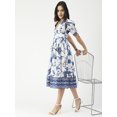 thumbnail image 6 of Moomaya Printed Cotton Flared Dress, V-Neck Puffed Sleeves Maxi Dress For Women, 6 of 8