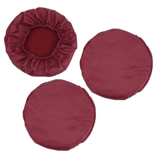 Cubiertas de taburete redondas Uxcell, paquete de 3, cojín de taburete elástico y a prueba de agua para sillas de 12"-14", rojo vino