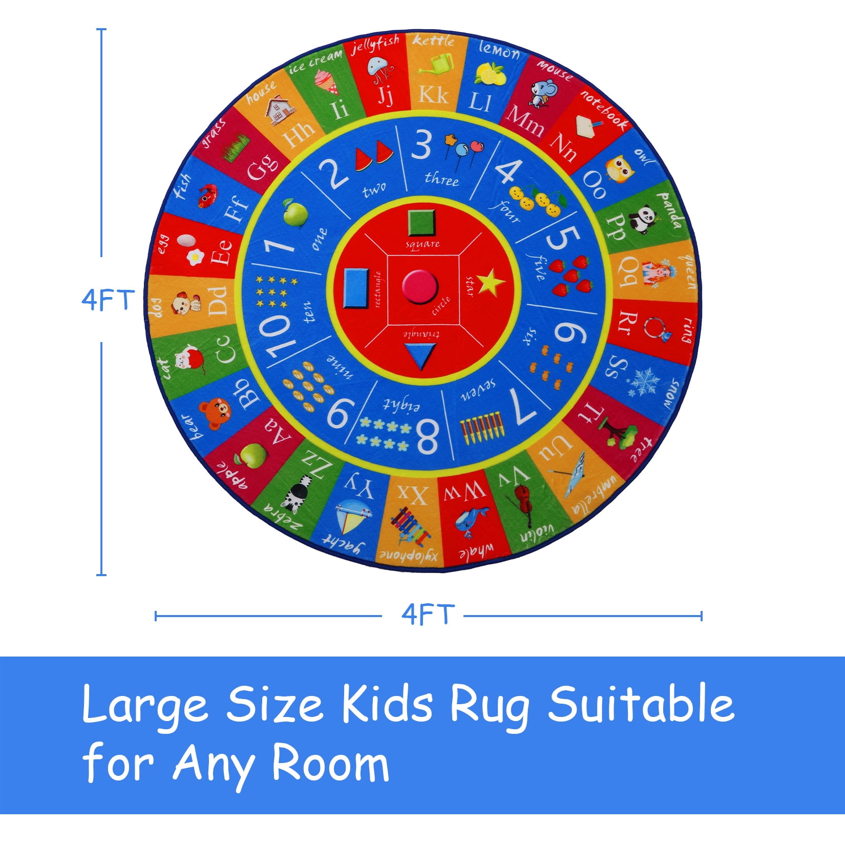 ChaoLink ABC Educational Area Rug Kids Rugs for Playroom Alphabet Numbers Classroom Rugs Learning Baby Playroom Mat Carpet for Children Bedroom Nursery Playroom ClassroomB
