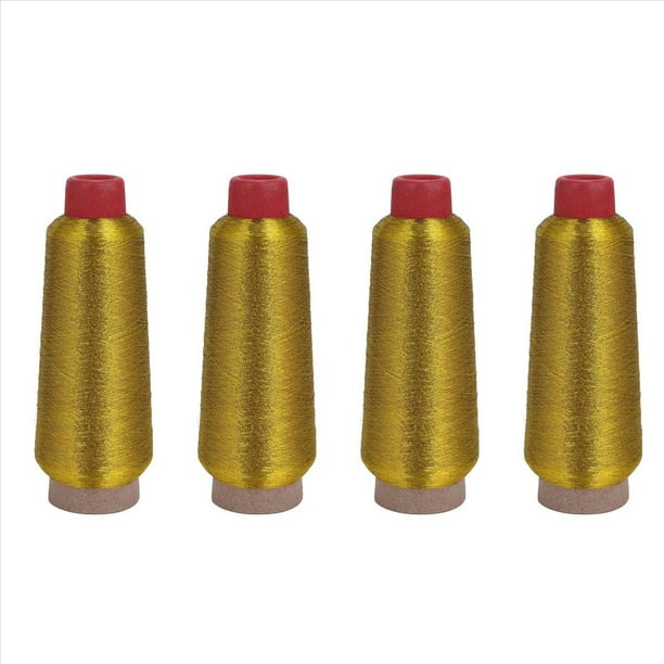 4X Hilos de Bordado de Puntada de de Computadora 3000M de Hilo de Coser Hilo Metalico Textil de Bordado Tejido Dorado
