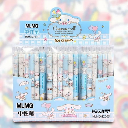 12Pcs/Box Sanrio Cinnamoroll Neutral Pen Kawaii Cute Student Exam School Supplies Stationery Cartoon Toys Girls Birthday Gifts