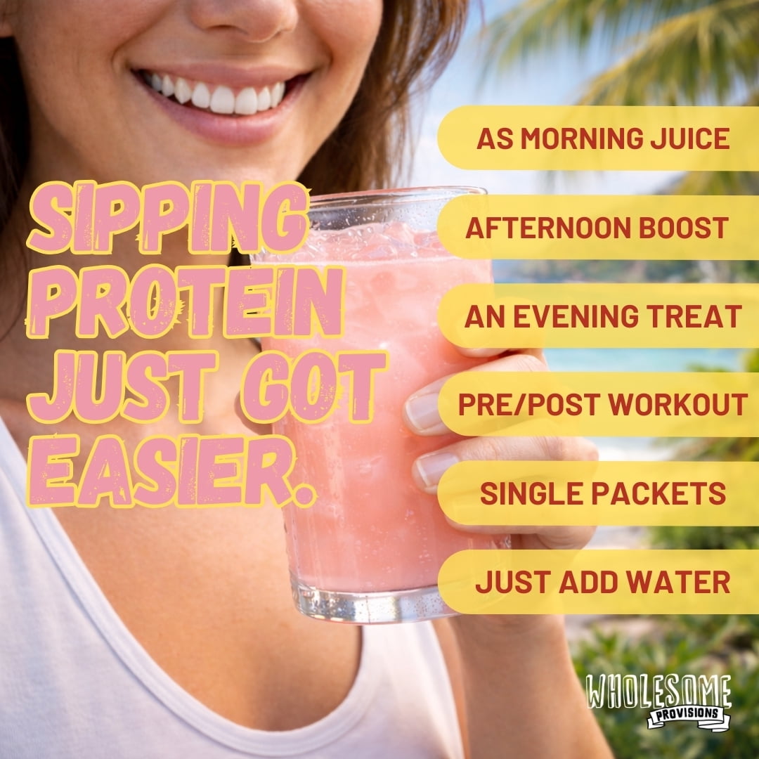 Protein Fruit Drink Mix, 15g Protein, Low Sugar, Collagen + Prebiotics, No Artificial Colors or Dyes, Refreshing by Wholesome Provisions(Pack of 5, Pink Lemonade)
