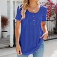 thumbnail image 2 of BLVB Summer Tops for Women 2024 Crewneck Button Short Sleeve Eyelet Shirts Casual Loose Going out Tunic Blouses, 2 of 3