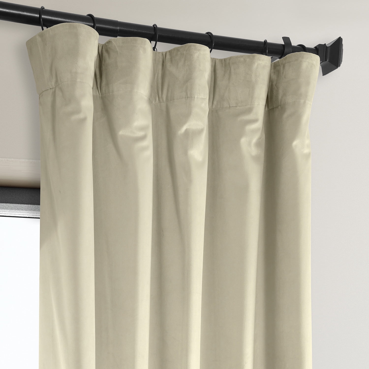 Half Price Drapes Signature Angora Beige Plush Velvet Hotel Blackout Curtains(1 Panel), 50W X 108L
