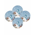 thumbnail image 7 of 13 Inch Round Placemats Set of 4, Blue Christmas Non Slip Heat Insulation PP Table Mats, Snowman Gifts Xmas Tree Snowflake Winter Washable Place Mats for Kitchen Dining Party Table Decor, 7 of 7
